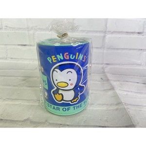 VTG Flomo The Funny Little Penguins Kawaii Tin Metal Coin Bank Blue Green Taiwan